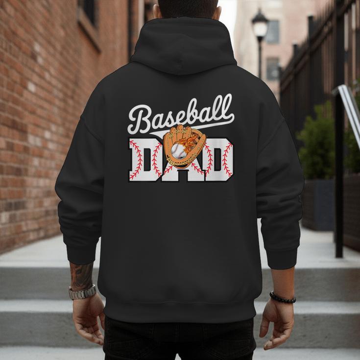 Baseball Dad Vintage Sports Fathers Day Baseball Fan Men's Hoodie Back Print