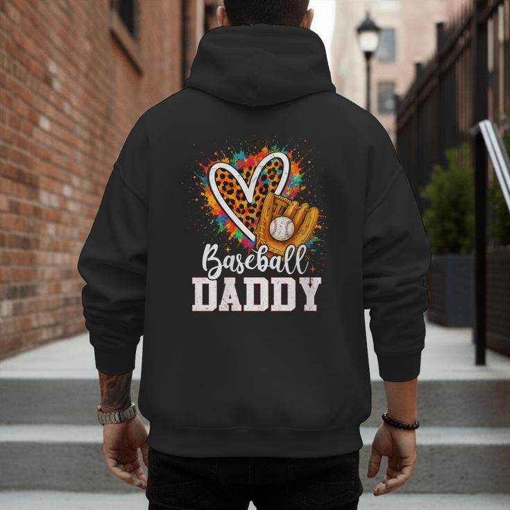 Baseball Daddy Leopard Heart Colorful Men's Hoodie Back Print Baseball Daddy Leopard Heart Colorful Men's Hoodie Back Print