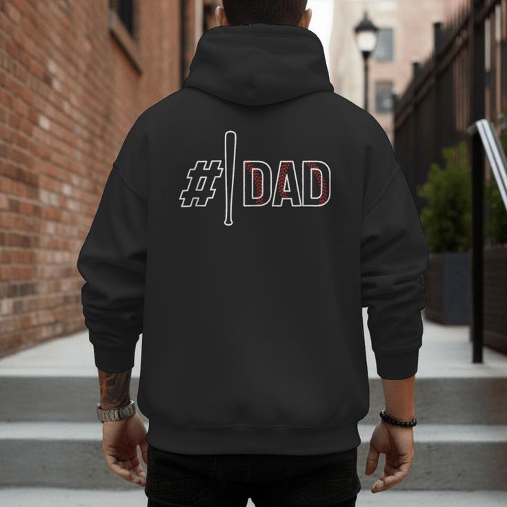 Baseball Player Dad Father's Day Number One Baseball Dad Men's Hoodie Back Print