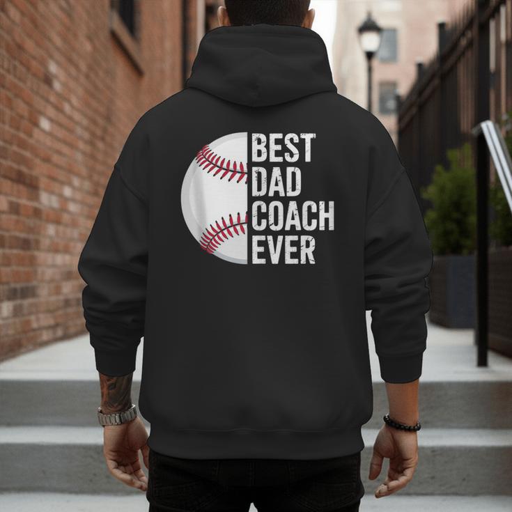 Best Baseball Dad Coach Ever Retro Father Baseball Coach Dad Men's Hoodie Back Print