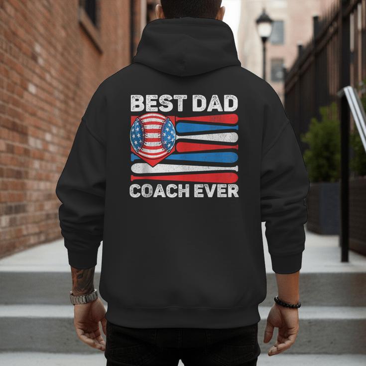 Best Dad Coach Ever Baseball Dad American Flag 4th Of July Men's Hoodie Back Print Best Dad Coach Ever Baseball Dad American Flag 4th Of July Men's Hoodie Back Print