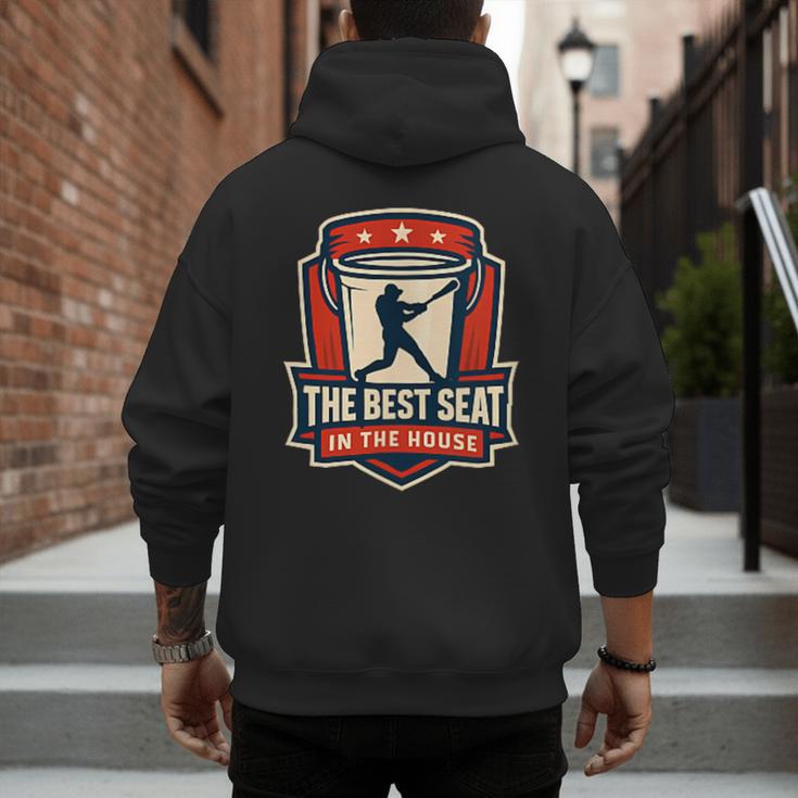 The Best Seat In The House Bucket Dad Baseball Dad Men's Hoodie Back Print The Best Seat In The House Bucket Dad Baseball Dad Men's Hoodie Back Print