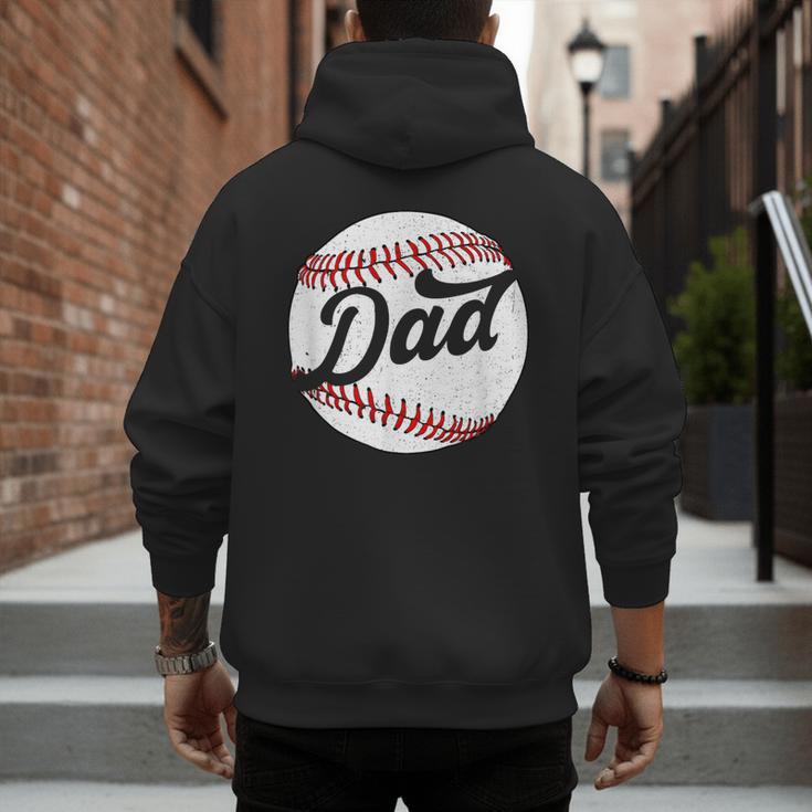 Dad Baseball Ball Vintage Groovy Baseball Daddy Fathers Day Men's Hoodie Back Print Dad Baseball Ball Vintage Groovy Baseball Daddy Fathers Day Men's Hoodie Back Print