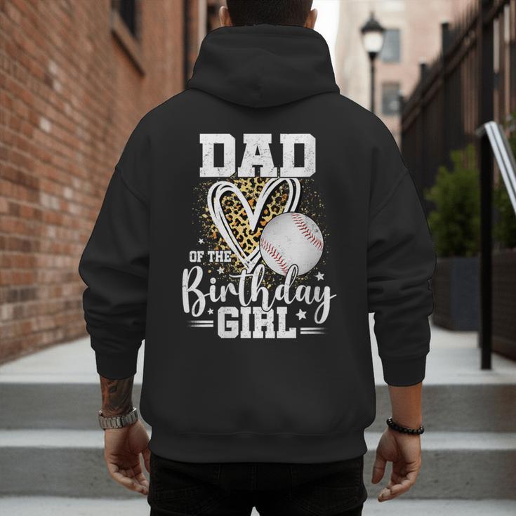 Dad Of The Birthday Girl Baseball Dad Leopard Heart Men's Hoodie Back Print Dad Of The Birthday Girl Baseball Dad Leopard Heart Men's Hoodie Back Print