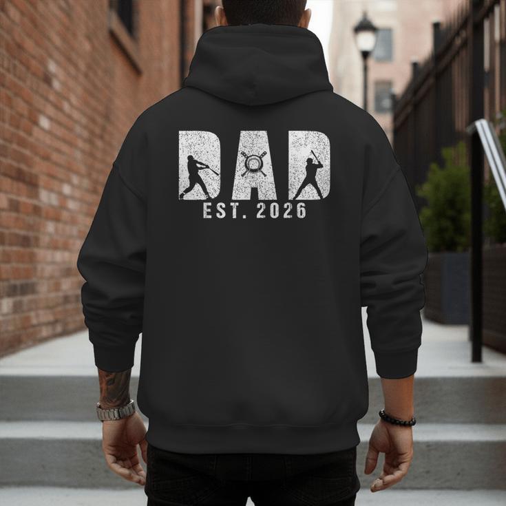 Dad Est 2026 Baseball Dad To Be New Baby Daddy Father's Day Men's Hoodie Back Print Dad Est 2026 Baseball Dad To Be New Baby Daddy Father's Day Men's Hoodie Back Print