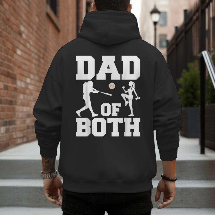 Dad Of Both Gymnastics Baseball Dad Men's Hoodie Back Print Dad Of Both Gymnastics Baseball Dad Men's Hoodie Back Print
