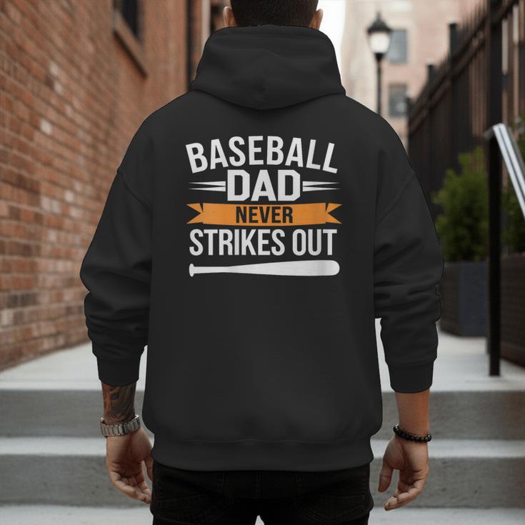 Father Fathers Day Baseball Lovers Baseball Dad Homerun Men's Hoodie Back Print