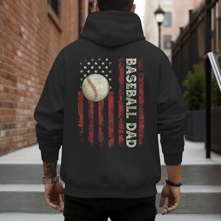 Fathers Day Baseball Dad USA Flag For Dad Men Baseball Men's Hoodie Back Print Fathers Day Baseball Dad USA Flag For Dad Men Baseball Men's Hoodie Back Print