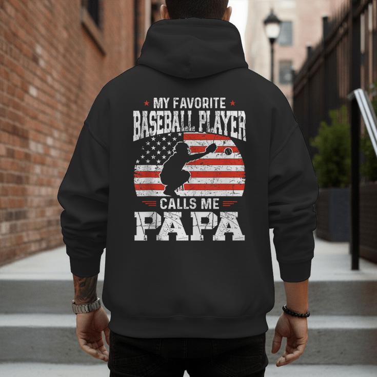 My Favorite Baseball Player Calls Me Papa Baseball Dad Men's Hoodie Back Print My Favorite Baseball Player Calls Me Papa Baseball Dad Men's Hoodie Back Print