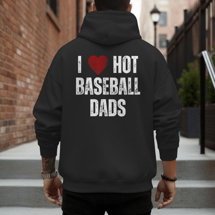 I Love Hot Baseball Dads Red Hearts Men's Hoodie Back Print I Love Hot Baseball Dads Red Hearts Men's Hoodie Back Print