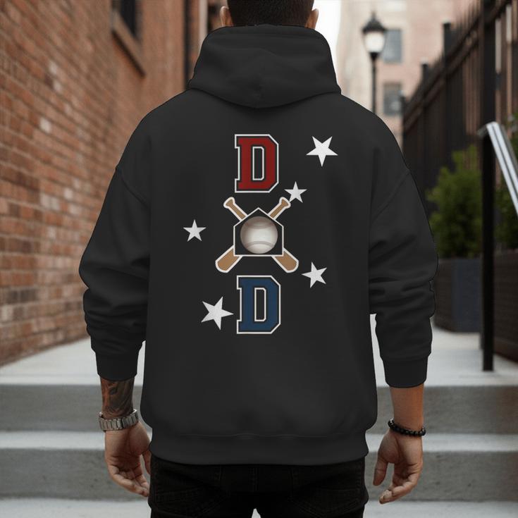 Patriotic Baseball Dad Father's Day Red Blue Star Men's Hoodie Back Print Patriotic Baseball Dad Father's Day Red Blue Star Men's Hoodie Back Print