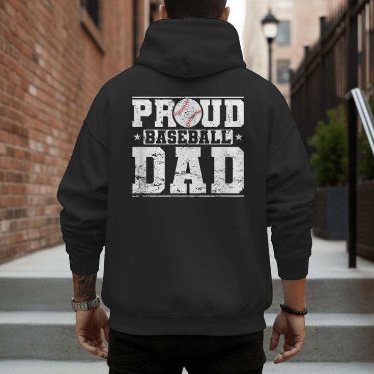 Proud Baseball Dad Sports Father Baseball Fan Men's Hoodie Back Print