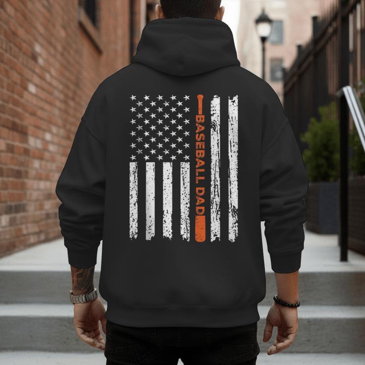 Retro Baseball Dad American Flag Father's Day 4th Of July Men's Hoodie Back Print Retro Baseball Dad American Flag Father's Day 4th Of July Men's Hoodie Back Print