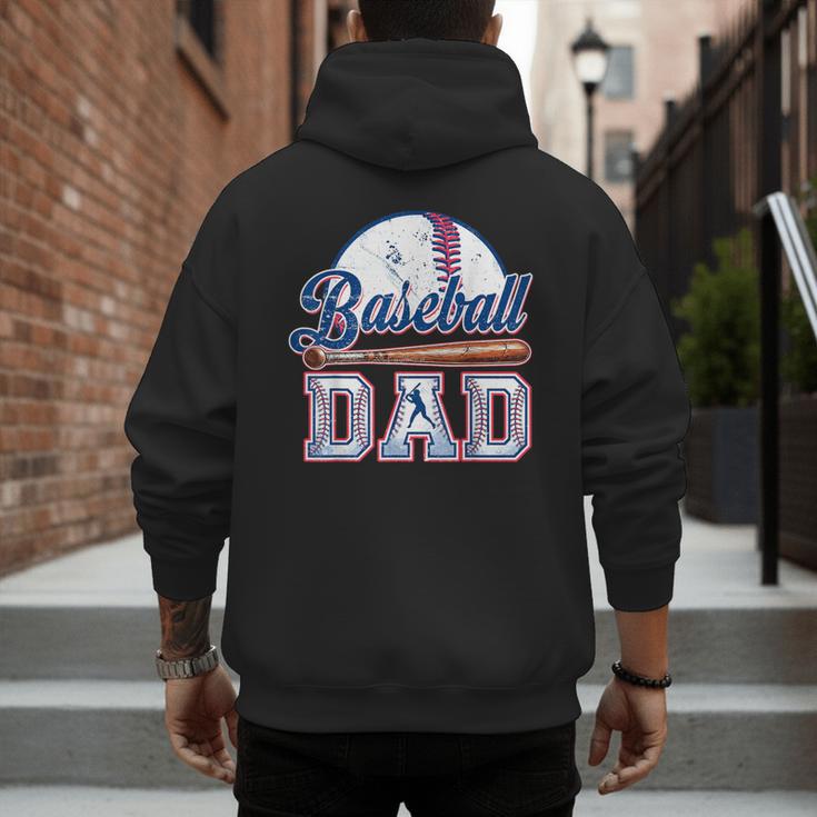 Retro Baseball Dad Game Day Sport Dad Father's Day Men's Hoodie Back Print