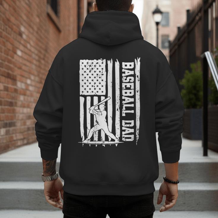 Retro Baseball Dad Us America Flag Fathers Day Men's Hoodie Back Print Retro Baseball Dad Us America Flag Fathers Day Men's Hoodie Back Print