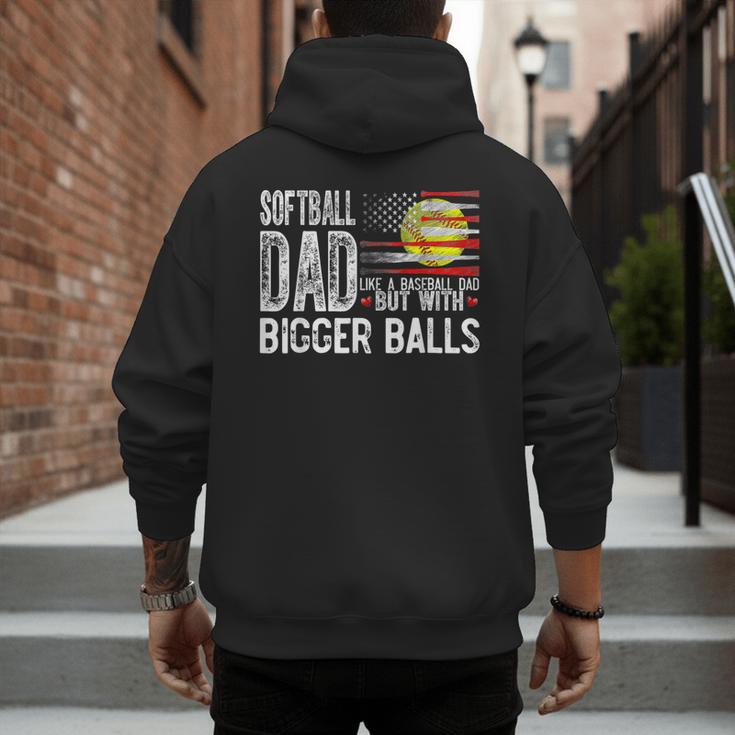 Softball Dad Like A Baseball Dad Retro US Flag Father's Day Men's Hoodie Back Print Softball Dad Like A Baseball Dad Retro US Flag Father's Day Men's Hoodie Back Print