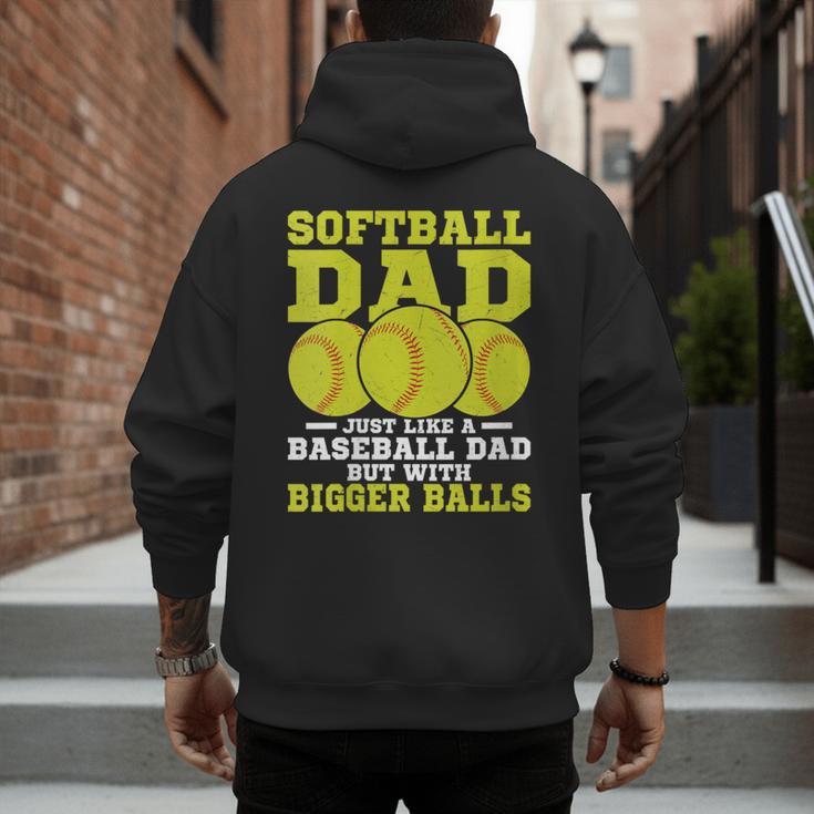 Softball Dad Just Like A Baseball Dad Team Men's Hoodie Back Print Softball Dad Just Like A Baseball Dad Team Men's Hoodie Back Print