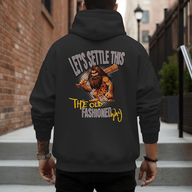 Stoneage Caveman Neolithic History Baseball Dad Father Men's Hoodie Back Print