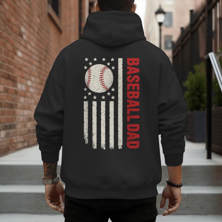 Vintage Baseball DAD American Flag Fathers Day 4th Of July Men's Hoodie Back Print Vintage Baseball DAD American Flag Fathers Day 4th Of July Men's Hoodie Back Print