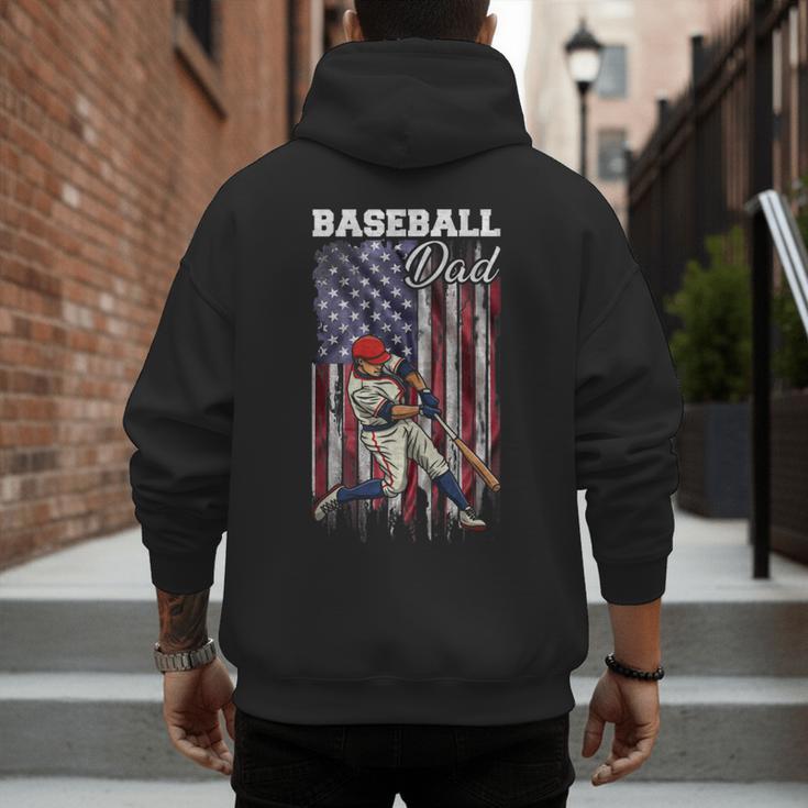 Vintage USA Flag Baseball Player Proud Baseball Dad Men's Hoodie Back Print Vintage USA Flag Baseball Player Proud Baseball Dad Men's Hoodie Back Print