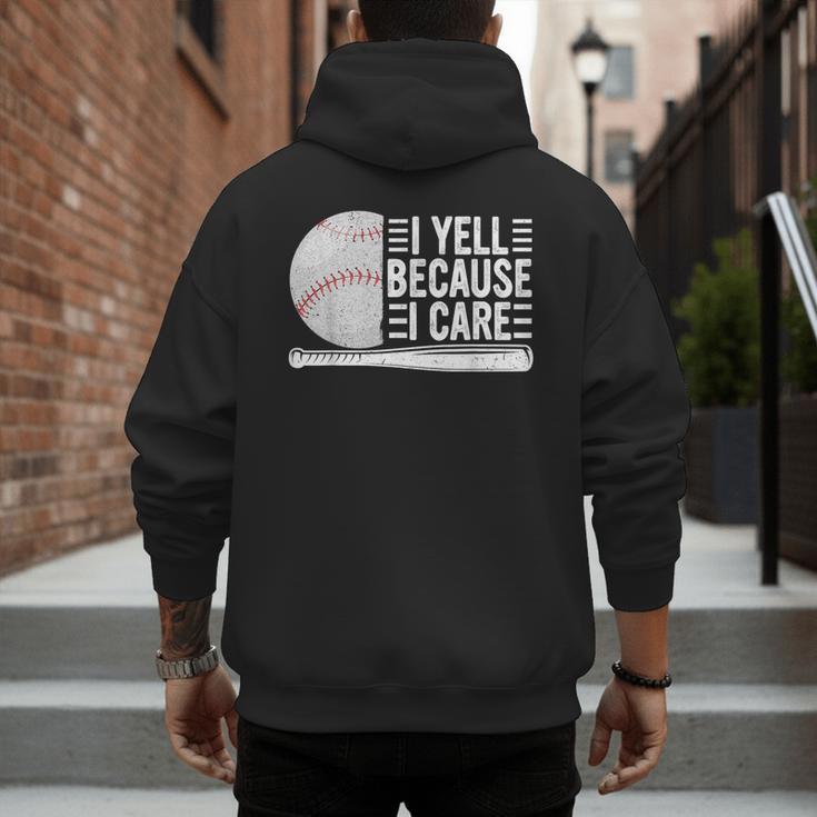 I Yell Because I Care Baseball Dads T-Shirt Men's Hoodie Back Print I Yell Because I Care Baseball Dads T-Shirt Men's Hoodie Back Print