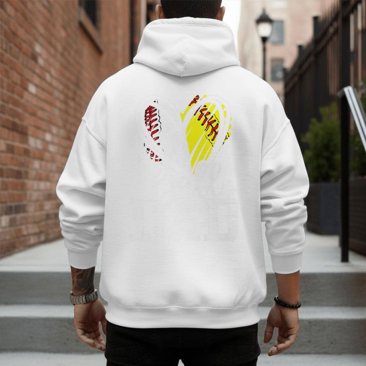 Ball Dad Softball Baseball Dad Daddy Premium Men's Hoodie Back Print Ball Dad Softball Baseball Dad Daddy Premium Men's Hoodie Back Print
