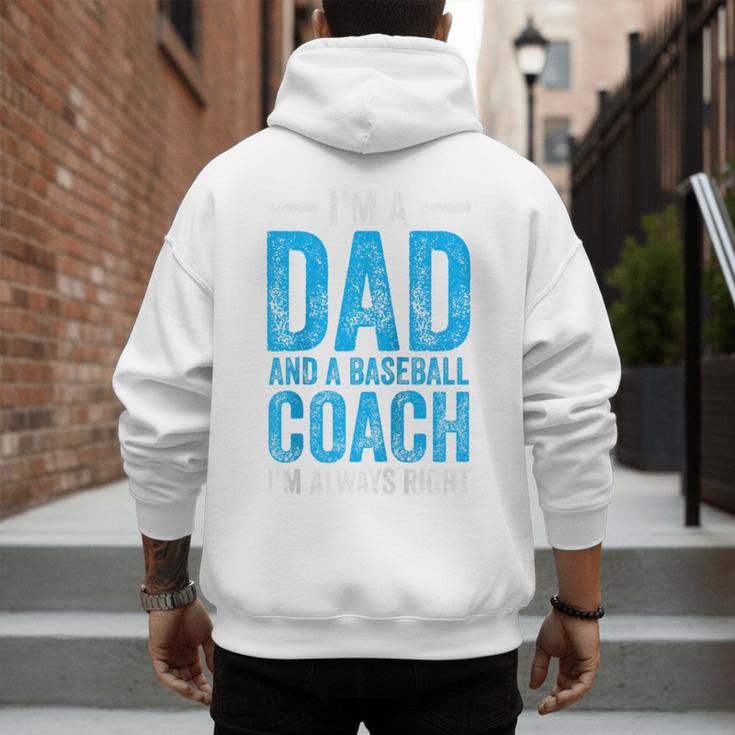 Baseball Dad Coach Father's Day Raglan Baseball Tee Men's Hoodie Back Print