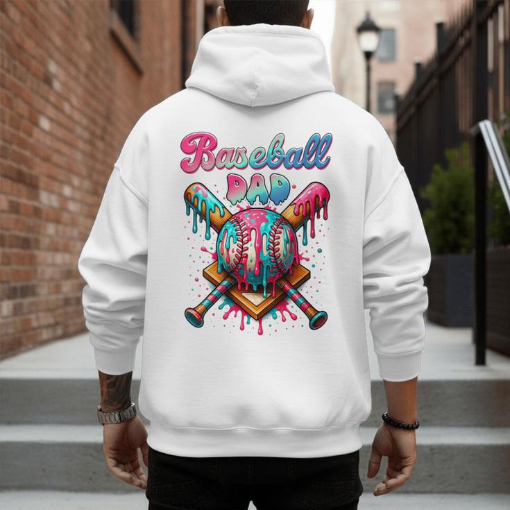 Baseball Dad Game Day Vibes Ice Cream Drip Baseball Daddy Men's Hoodie Back Print