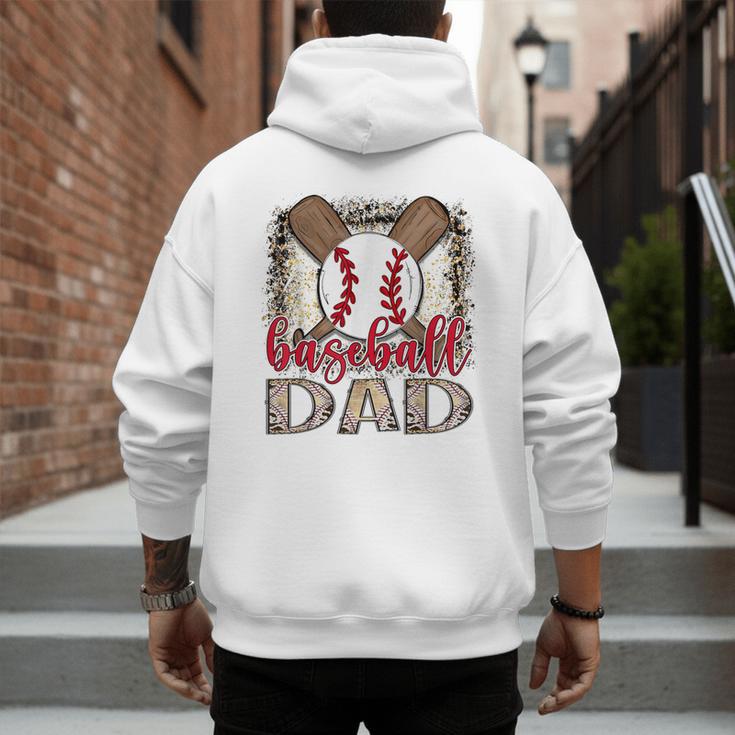 Baseball Dad Leopard Proud Ball Dad Game Day Men's Hoodie Back Print Baseball Dad Leopard Proud Ball Dad Game Day Men's Hoodie Back Print
