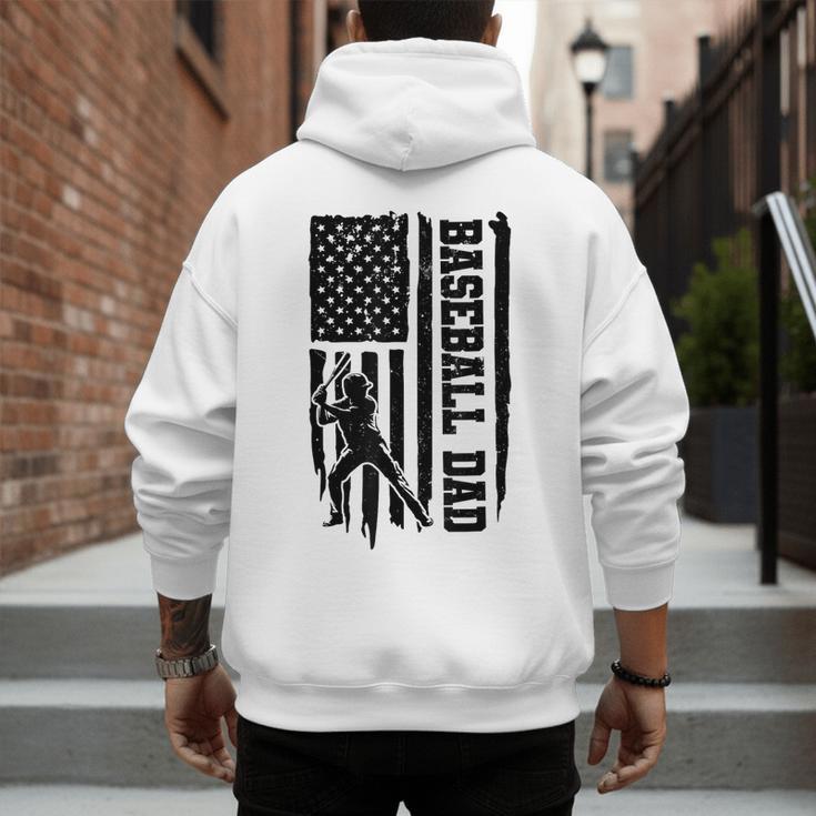 Baseball Dad Retro American USA Flag Baseball Father's Day Men's Hoodie Back Print Baseball Dad Retro American USA Flag Baseball Father's Day Men's Hoodie Back Print