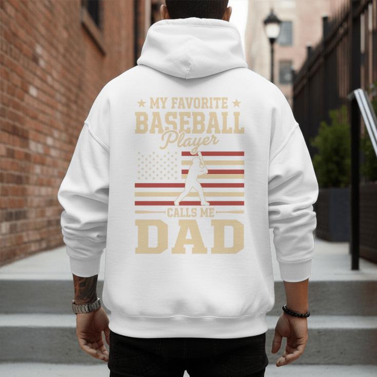 My Favorite Baseball Player Calls Me Dad Baseball Dad Premium Tri-Blend Men's Hoodie Back Print