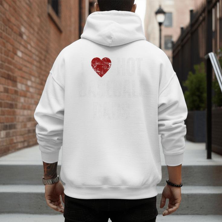 I Love Hot Baseball Dads Red Hearts Premium Men's Hoodie Back Print I Love Hot Baseball Dads Red Hearts Premium Men's Hoodie Back Print