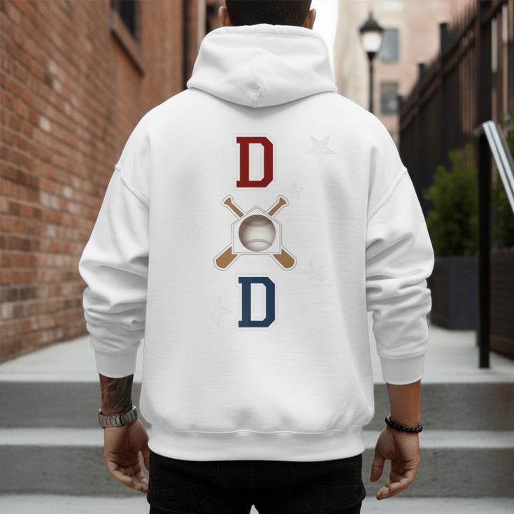 Patriotic Baseball Dad Father's Day Red Blue Star Premium Men's Hoodie Back Print