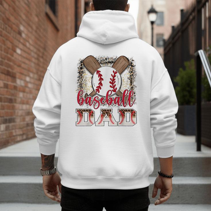 Retro Baseball Dad Leopard Proud Ball Dad Men's Hoodie Back Print Retro Baseball Dad Leopard Proud Ball Dad Men's Hoodie Back Print