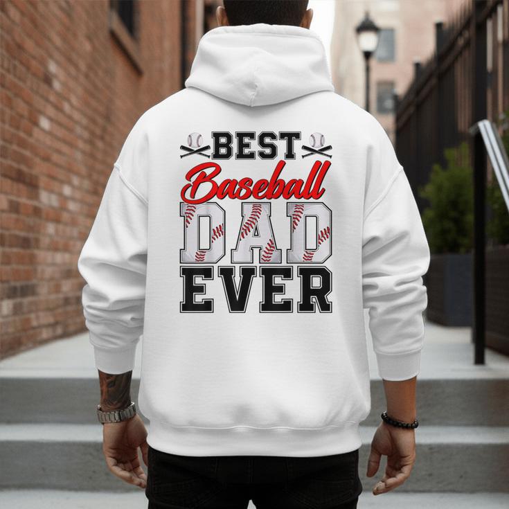Retro Best Baseball Dad Ever Daddy Happy Fathers Day Men Men's Hoodie Back Print