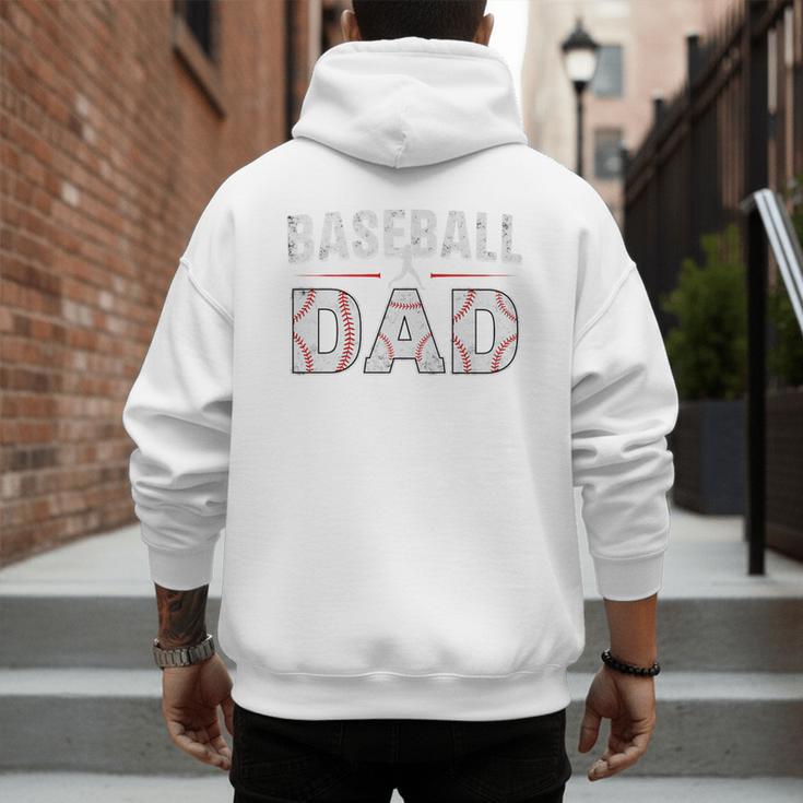 Softball Ball Dad Baseball Dad Parent Fathers Day Baseball Premium Men's Hoodie Back Print