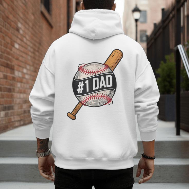 Vintage 1 Baseball Dad Daddy Father's Day From Son Daughter Men's Hoodie Back Print
