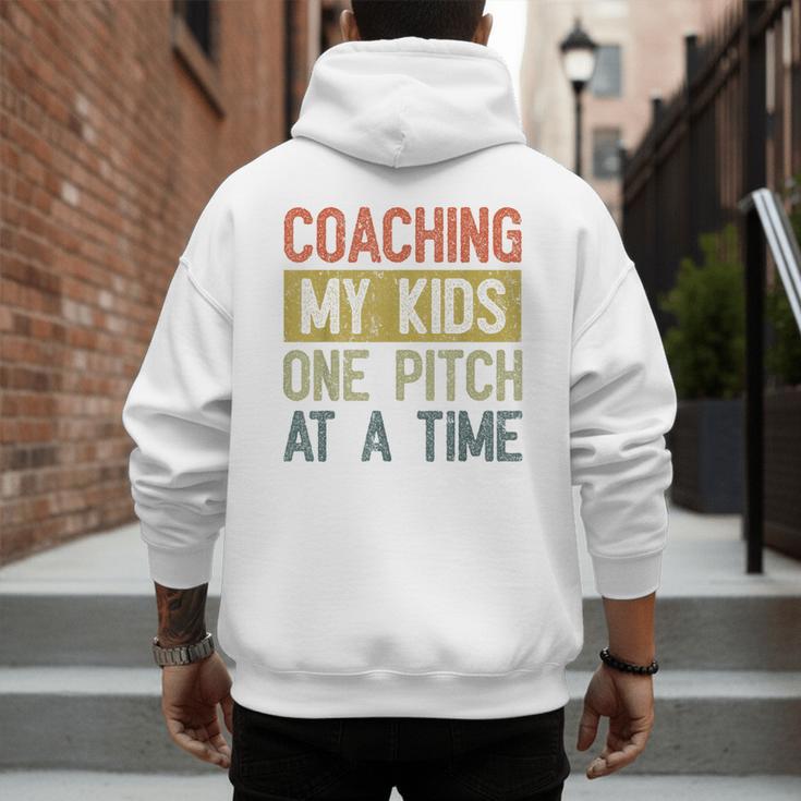 Vintage Baseball Dad Coaching My Kids One Pitch At A Time Men's Hoodie Back Print Vintage Baseball Dad Coaching My Kids One Pitch At A Time Men's Hoodie Back Print