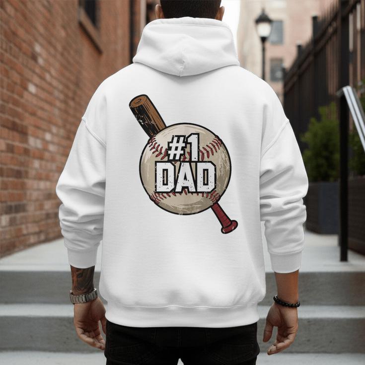 Vintage Father's Day 1 Baseball Dad Baseball Lovers Players Men's Hoodie Back Print