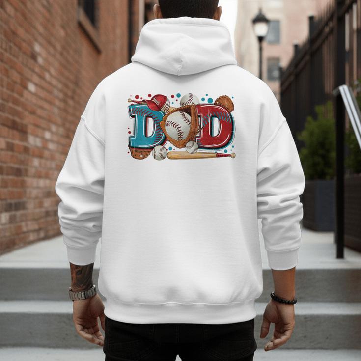 Women's Baseball Dad Father's Day Softball Baseball Player Coach Men Men's Hoodie Back Print