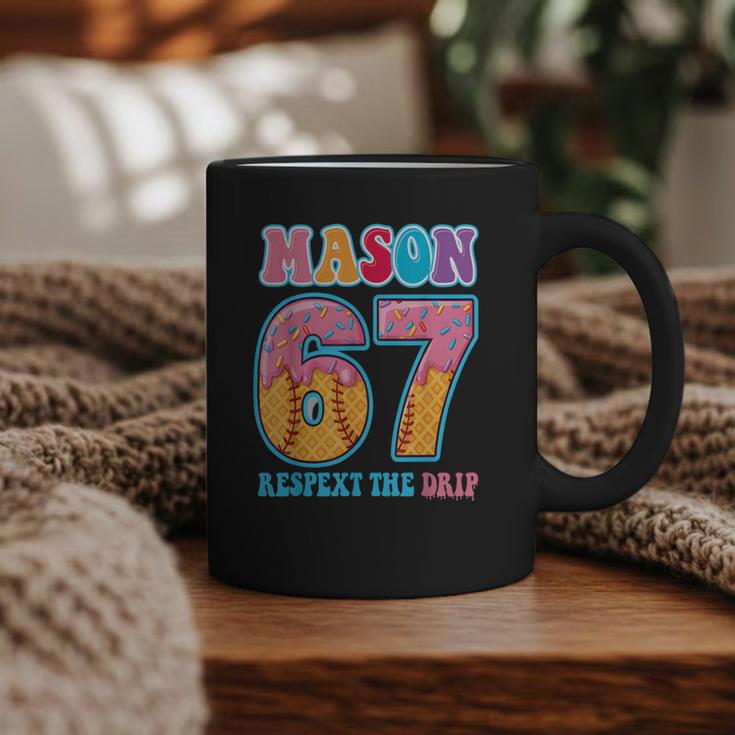6 7 Mason Baseball Drip Number 67 Player Or 67th Birthday Graphic Print Coffee Mug