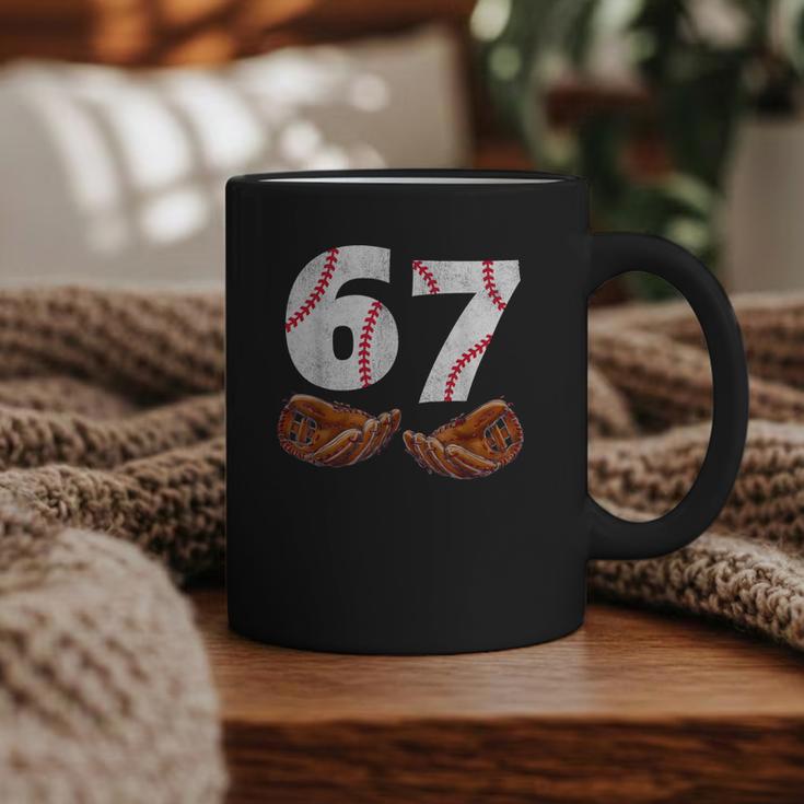 67 Trend Baseball Glove Number Style Graphic Print Coffee Mug