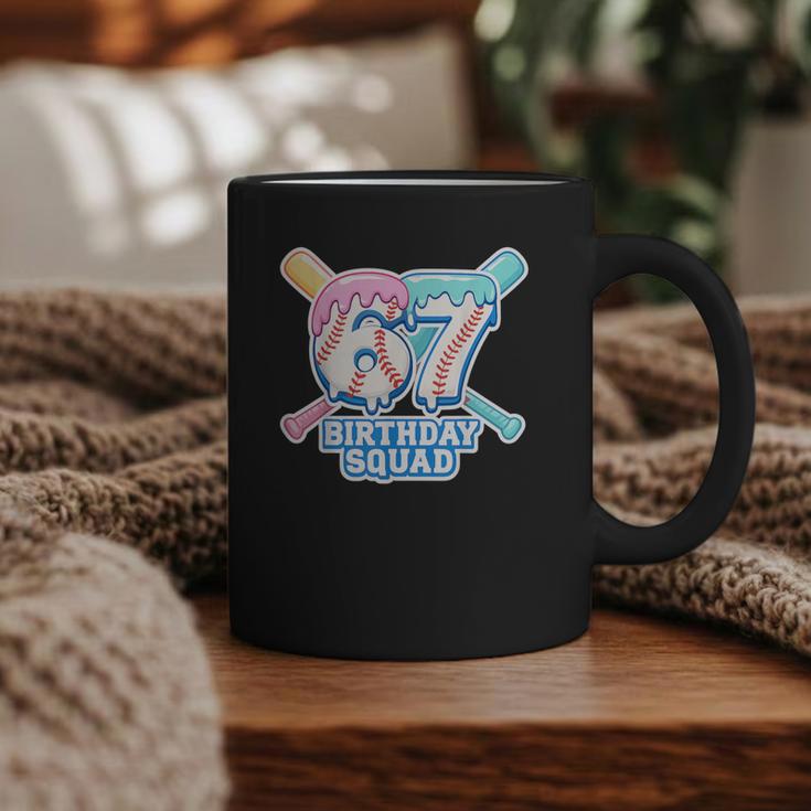 67th Birthday Squad Baseball Ice Cream Drip Birthday Squad Graphic Print Coffee Mug