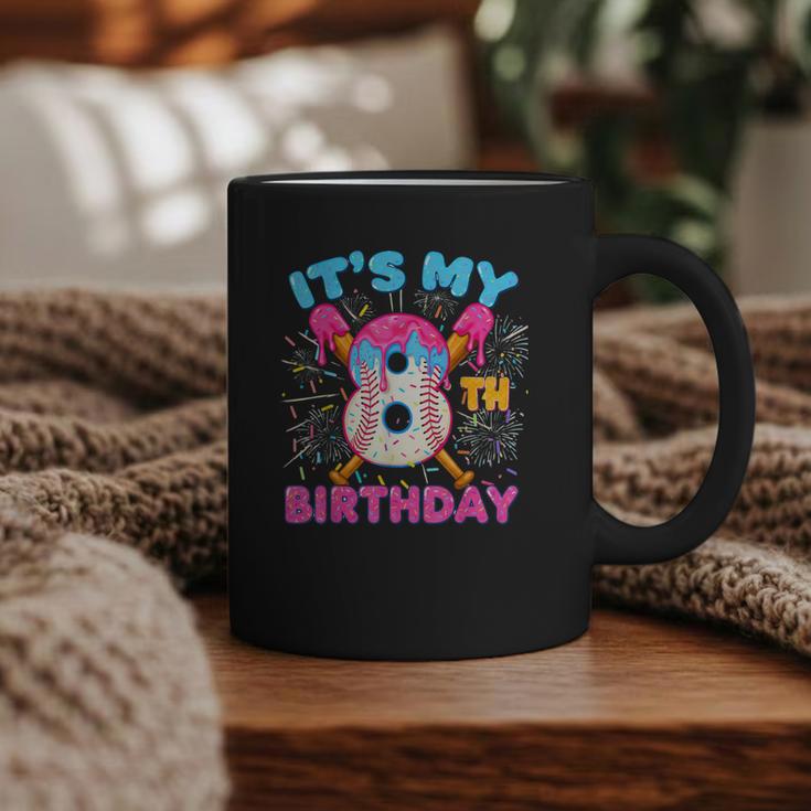 8th Birthday Baseball 8 Year Old Ice Cream Drip Boy Baseball Graphic Print Coffee Mug