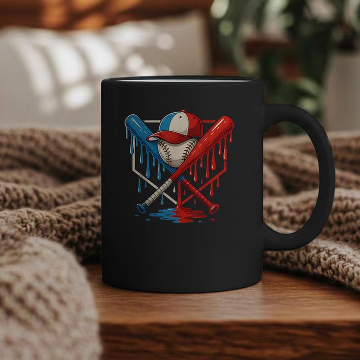 American Baseball Drip Graffiti Ball And Bat Graphic Print Coffee Mug