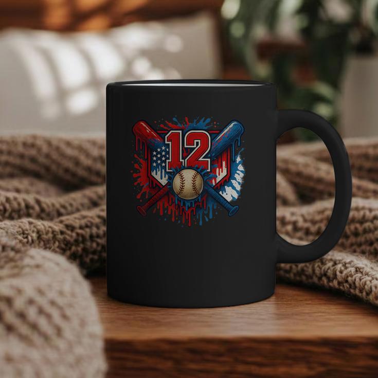 Baseball 12 Year Old Splash Drip 12th Birthday Boy Number 12 Graphic Print Coffee Mug