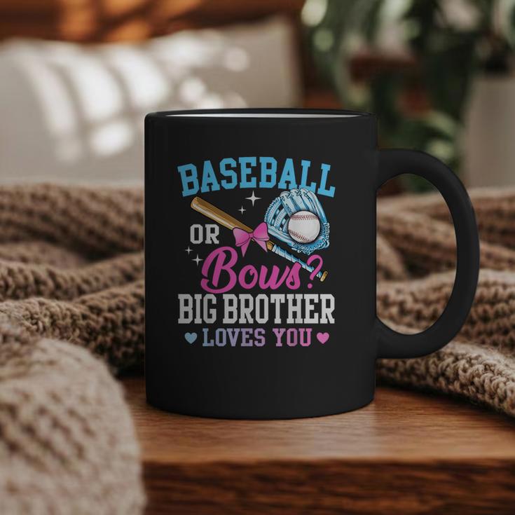 Baseball Or Bows Big Brother Loves You Gender Pink Or Blue Graphic Print Coffee Mug