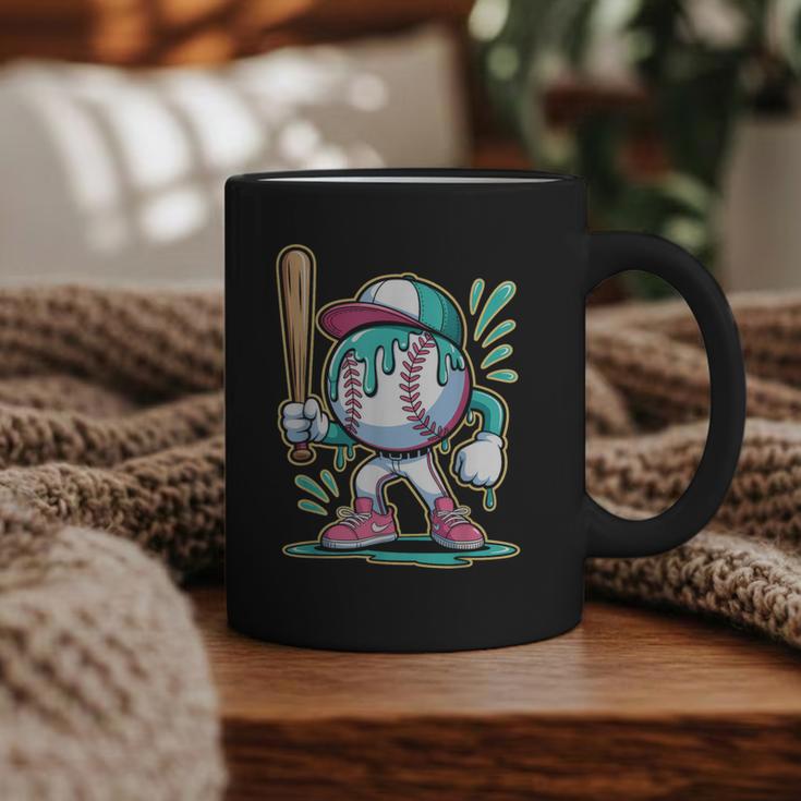 Baseball Character Cartoon Batter Drip Style Women Men Graphic Print Coffee Mug