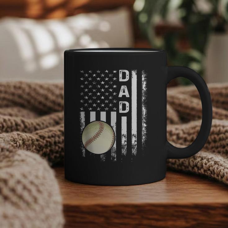 Baseball Dad America Flag Vintage Christmas Xmas Graphic Print Coffee Mug