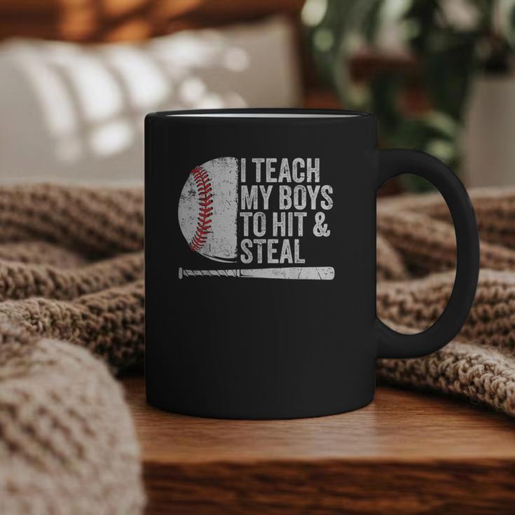 Baseball Dads Baseball Dad I Teach My Boys To Hit And Steal Graphic Print Coffee Mug